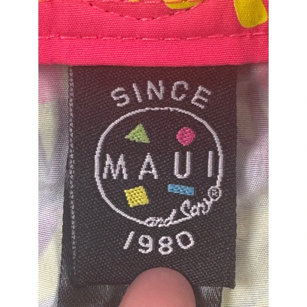 Maui and Sons Kids Neon Yellow Pink Floral Board Shorts Swim Trunks Size S‎ 7/8